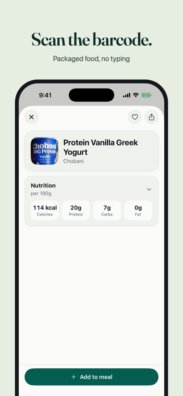 Scan the barcode: packaged food, no typing